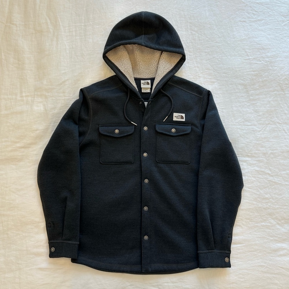 Men’s North Face Button-Up Dark Grey Shearling Shirt Jacket